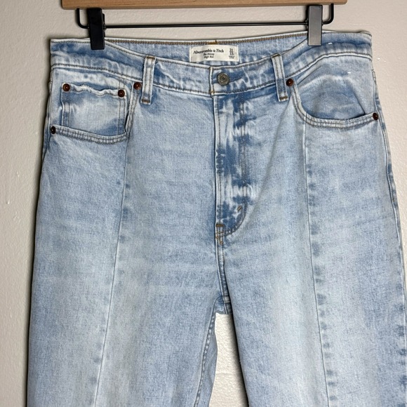 Abercrombie Fitch Womens Jeans 31 12R Light Blue Skinny High Rise Front Slit 80s - Picture 5 of 11